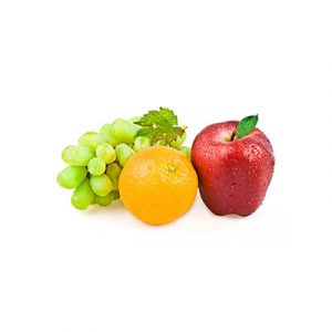 Apple, orange and grapes