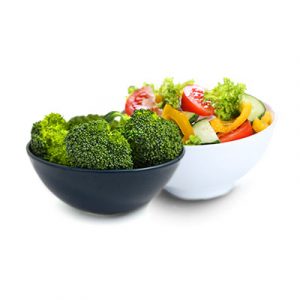 Small bowl of broccoli and small salad