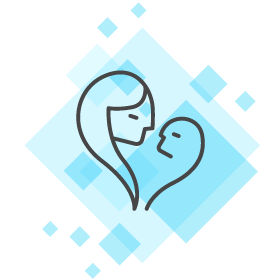 Mother holding child close illustration